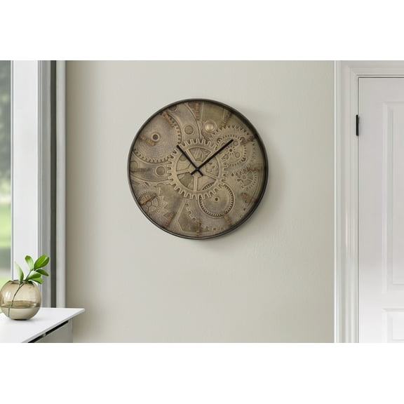 Wall Clocks Clocks, 20" Round, Wall Clock, Brown, Transitional,Table Clocks