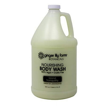 Ginger Lily Farms Botanicals Nourishing Body Wash, Island Tranquility, 100% Vegan & Cruelty-Free, Green Tea & Lemongrass Scent, 1 Gallon Refill (128 fl. oz.)