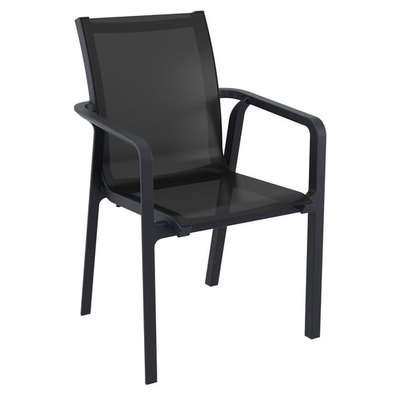 Compamia Pacific Sling Arm Chair Black Frame Black Sling, Set of 2