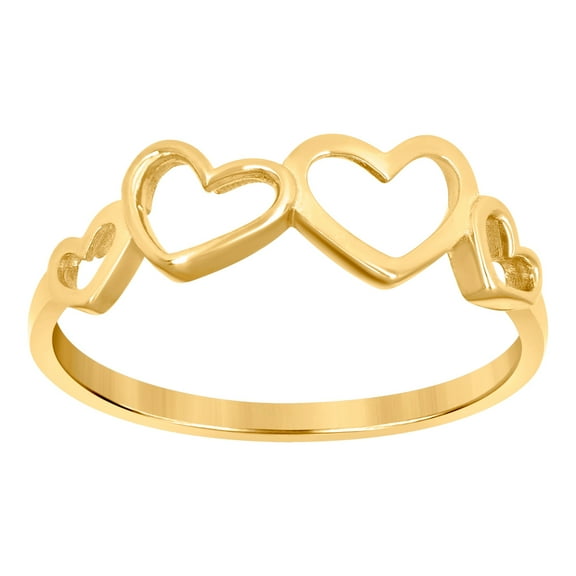 10k Yellow Gold Womens Heart Love Ring 6.5mm Long Statement Ring for Women - 1.2 Grams