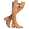 thumbnail image 1 of Shoe'N Tale Women Faux Suede Chunky Heel Stretch Over The Knee Thigh High Boots, 1 of 3