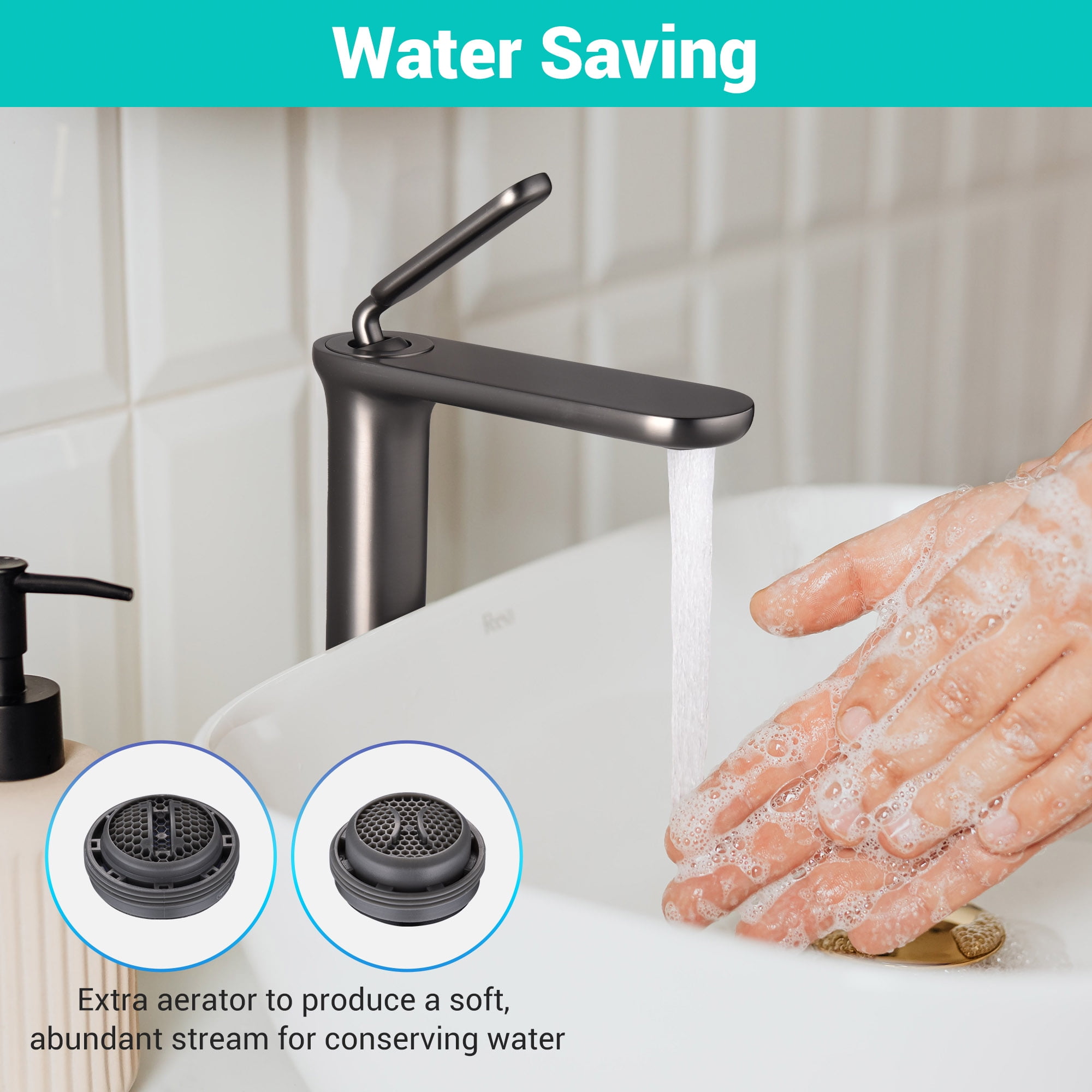 Aquaterior Single Handle Bathroom Vessel Sink Faucet Rv Lavatory Vanity Sink Mixer Tap Grey (CUPC NSF CEC)