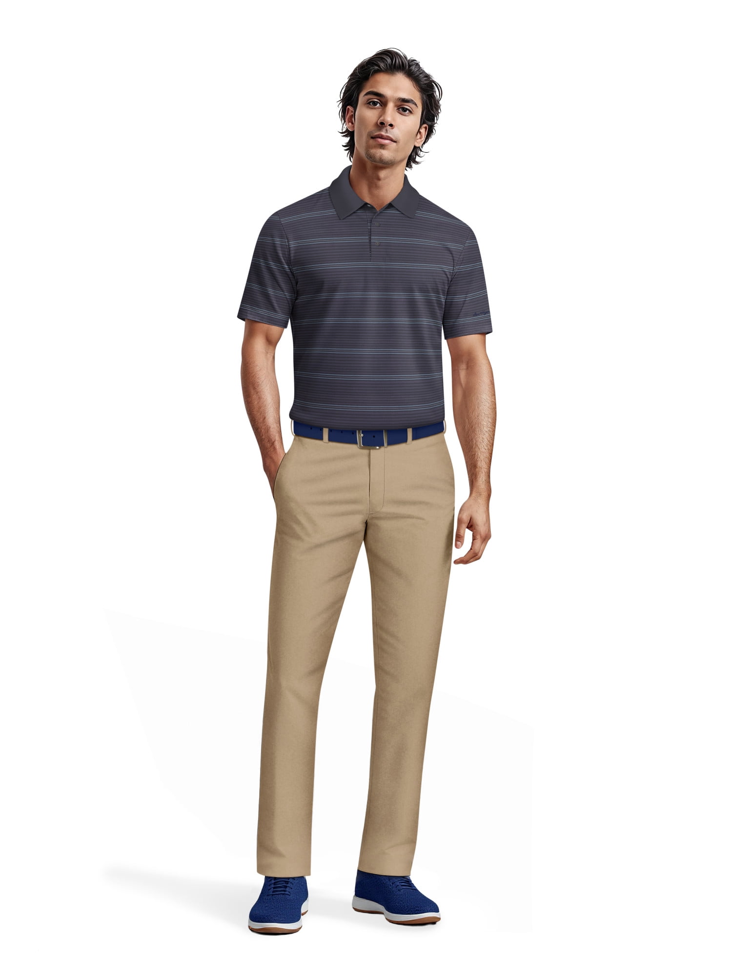 Ben Hogan Men's & Big Men's Performance Proper Stripe Short Sleeve Polo Shirt, up to 5XL