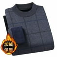 thumbnail image 3 of qelini Plaid Sweaters for Men Chunky Crewneck Knitted Sweaters Pullover Long Sleeve Tops Thermal Warm Blouses, 3 of 7