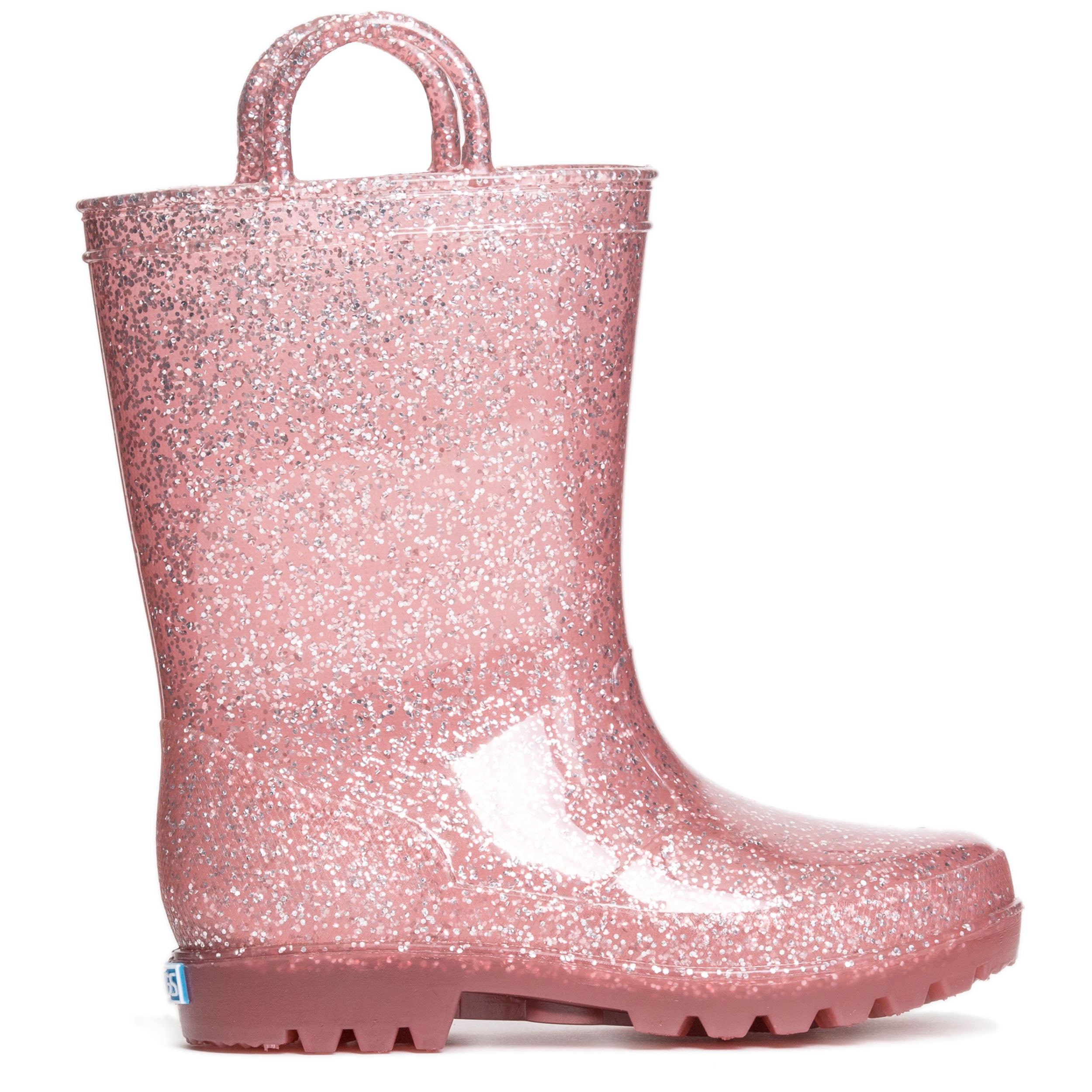 ZOOGS Kids Glitter Rain Boots for Girls and Toddlers Rose Gold