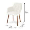 thumbnail image 4 of 3 Piece Dining Set, 2 Modern Style Solid Wood Alba Armchairs w Round Dining Table, Kitchen Set for Two, Modern Armchairs and Round Table, Dining Table Set, Cream Color, 4 of 10