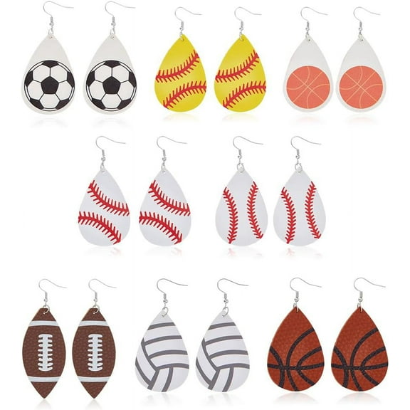 8 Pairs Baseball Earrings for Women Teardrop Earrings Jewelry Sets Boho Dangle Earrings for Studs Sport Baseball Games Go Cheer.ers Teardrop Earrings for Party for Women DIY