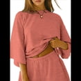 thumbnail image 2 of Conjuntos de Pijama para Mujer, Blusas Extragrandes de 3/4 y Pantalones Cortos con Cintura Elástica, Conjuntos de Estar por Casa. Rosa S, 2 of 7