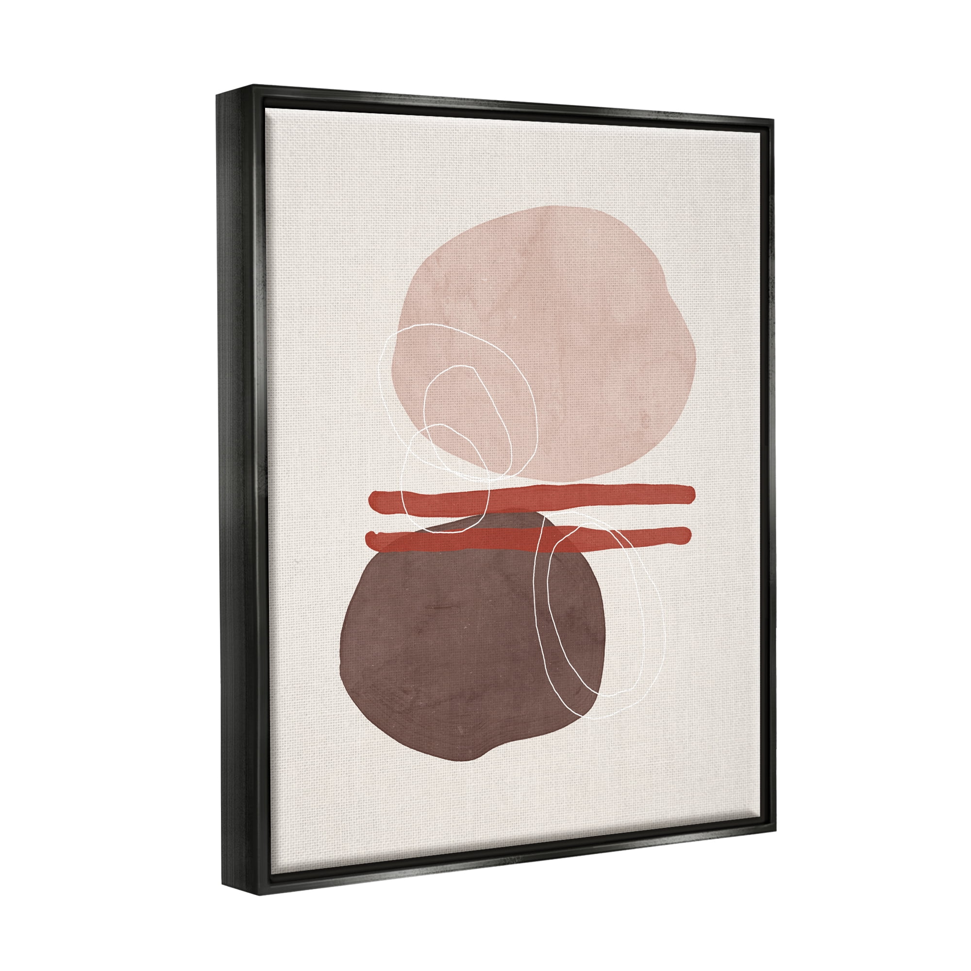 Stupell Abstract Round Shapes Contemporary Abstract Painting Black Floater Framed Art Print Wall Art