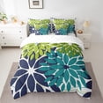 thumbnail image 2 of Manfei Floral Dahlia Bed in a Bag Twin Size,Geometric Geometric Flower Bed Set,Blue Green Cyan Bedding Twin Size,Microfiber Bedroom Decor,7 Pieces, 2 of 7