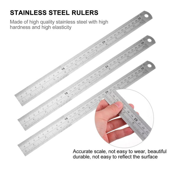 GOOHOCHY  3 Pcs Measuring Ruler Tape Metric with Inches and Centimeters Silver