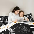 thumbnail image 4 of Feelyou Skeleton Skull Bedding Comforter Set 7pcs, Spooky Pumpkin Ghost King Bedding Sets, Gothic Halloween Theme Reversible Bed Sheets, Lightweight Room Decor, 4 of 7