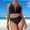 Black, variant on Women's High Waisted Full Coverage Bikini Set Deep V Neck Ruffle Modest Sporty Two Piece Swimsuit Summer Beach Swim Bathing Suits