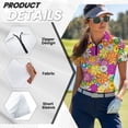 thumbnail image 5 of Garronmavis Golf Shirt for Women Zip Up Collared Tennis Shirts Short Sleeve Hiking Shirts Workout Tops Womens Hippie Floral Golf Shirt, Hippie Flowers, Size L, 5 of 7