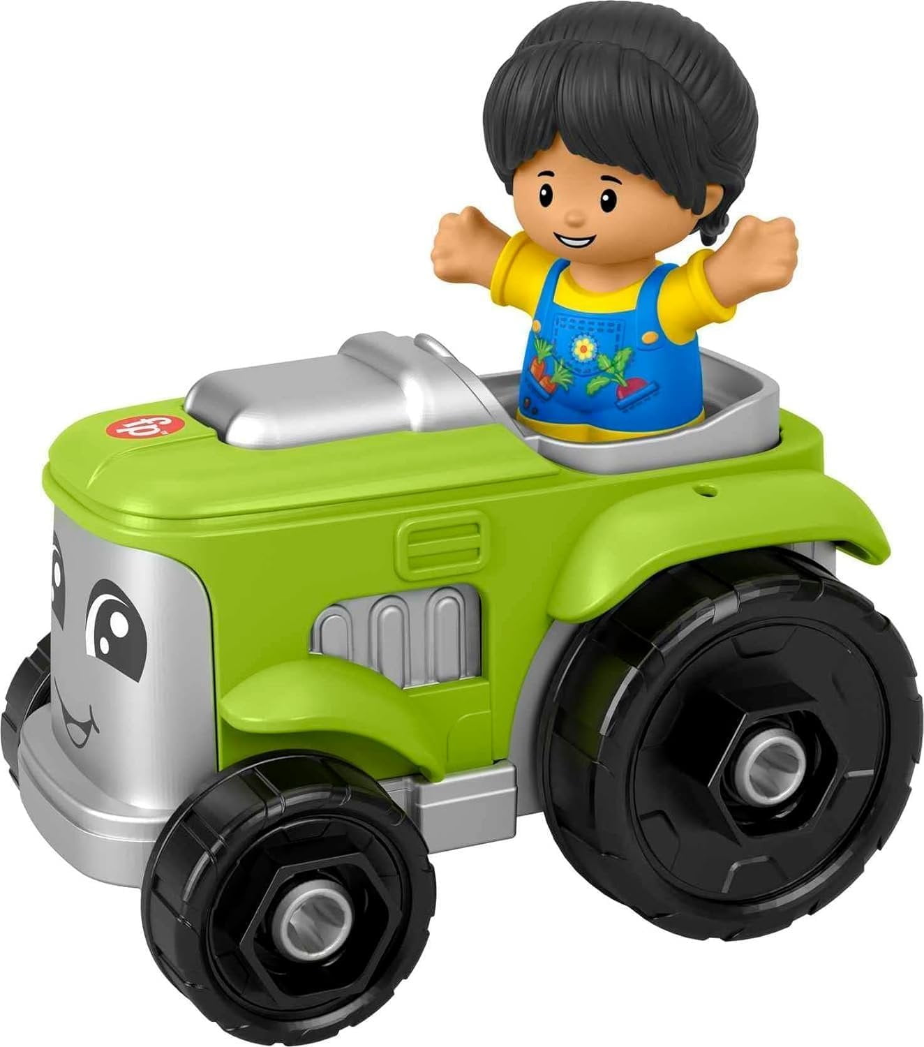 Fisher-Price Little People Vehicles and Figure Bundle with Fire Truck, Tractor, Electric Car and Toy Truck Pack of 4