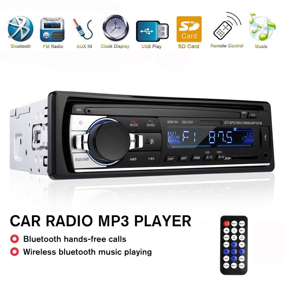 Podofo Single Din Car Stereo 12V Bluetooth FM Radio Car Audio Player Digital Audio Music USB/SD/AUX