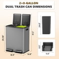 thumbnail image 3 of EDX 2 x 8.3 Gallon Dual Garbage Recycle Trash Can with Lid, Inner Buckets for Kitchen, Stainless Steel,Gray, 3 of 9