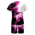 thumbnail image 5 of Men Beach Outfits Sets 3x Drop Shoulder Gradient Shirt Top and Shorts Set Comfy Beach Sweatsuit Outfits,Hot Pink,XXL, 5 of 5