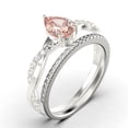 thumbnail image 3 of Gorgeous Art Deco 1.75 Carat Pear Cut Morganite And Diamond Moissanite Engagement Ring, One Matching Band, Twisted Band Wedding Ring in 925 Sterling Silver With 18k White Gold Plating Gift For Her, 3 of 3