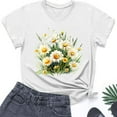 thumbnail image 5 of Womens Summer Graphic Tee Shirts Daisy Printed Short Sleeve Shirts Pullover Sweater Blouses Loose Fitted Tunics Tops Comfort Casual Tops Beach Holiday Blouses Trendy 2025 Summer, 5 of 5