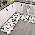 thumbnail image 1 of Abstract Geometric Gold Triangle Pattern Kitchen Rug Set 2 PCS Floor Mats Washable Non-Slip Soft Flannel Runner Rug Doormat Carpet for Floor Home Bathroom, 17" x 47"+17" x 24"-M, 1 of 5
