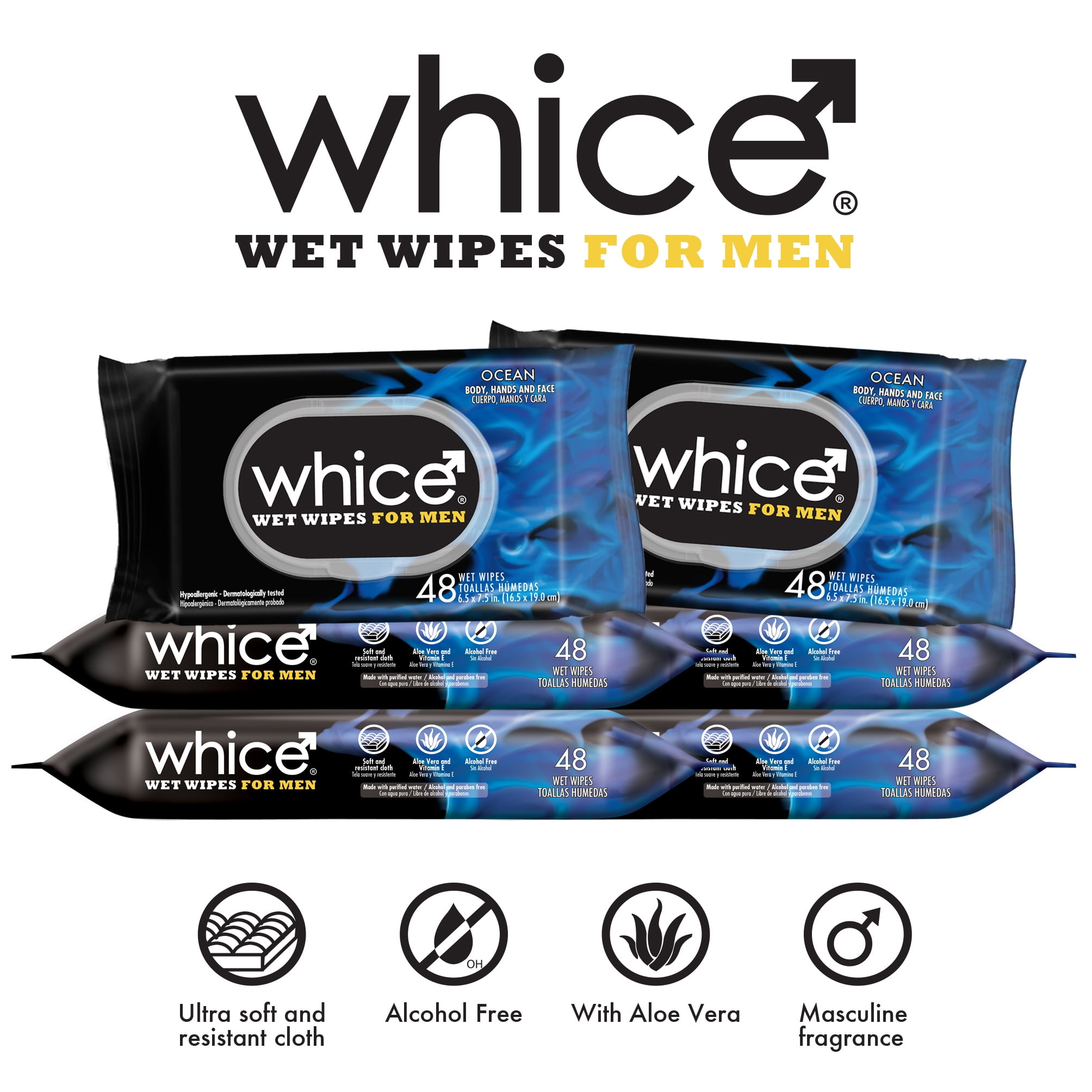 Whice Ocean Hypoallergenic Full Body Wet Wipes, 6 Pack - Walmart.com