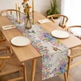 thumbnail image 3 of Table Runner 72 Inches Long for Kitchen Dining, Watercolor Flowers Dresser Scarf Farmhouse, Dining Table Decorations for Wedding/Parties, Spring Hummingbird Butterflly Floral Beige 16 x 72 In, 3 of 8