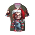 thumbnail image 2 of Lsque Chucky print Men's Cuban Collar Short Sleeve Shirt Summer Beachwear Casual Button Down Fashionable Vacation Leisure Shirt-Large, 2 of 7