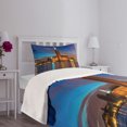 thumbnail image 3 of Ambesonne European Quilted Bedspread Set 2 Pcs, Stockholm Scenic Night, Twin Size, Blue Cinnamon Mauve, 3 of 5