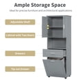 thumbnail image 5 of Harper & Bright Designs Tall Bathroom Storage Cabinet with Doors and Drawers, Modern Freestanding Cabinet with Laundry Basket for Bathroom, Gray, 5 of 14