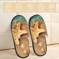 thumbnail image 2 of Bixox Men's Women's Starfish And Seashell 1 Patterned Plush House Slippers, Memory Foam Slippers, Indoor and Outdoor Warm Plush Bedroom Shoes, Soft Flat Sole, Comfortable and Non-slip, 2 of 5