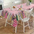 thumbnail image 3 of Rectangle Pink Christmas Tree Tablecloth Waterproof & Stainproof Tablecloths,Wipeable Table Cloth Wrinkle-Free for Round/Rectangle/Oval/Square/Party,Snowflake Forest Plaid Leopard Print Dot 60x120, 3 of 6