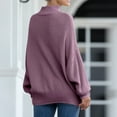 thumbnail image 5 of UJNDER Womens Knit Sweater Batwing Sleeve Roll Neck Europe America Style Cozy Winter Wear Purple S, 5 of 6