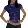 thumbnail image 2 of Ailaofu Women's Round Neck Glitter Sequins Shirts Top Casual Cap Sleeve Party Tee Tops, 2 of 6