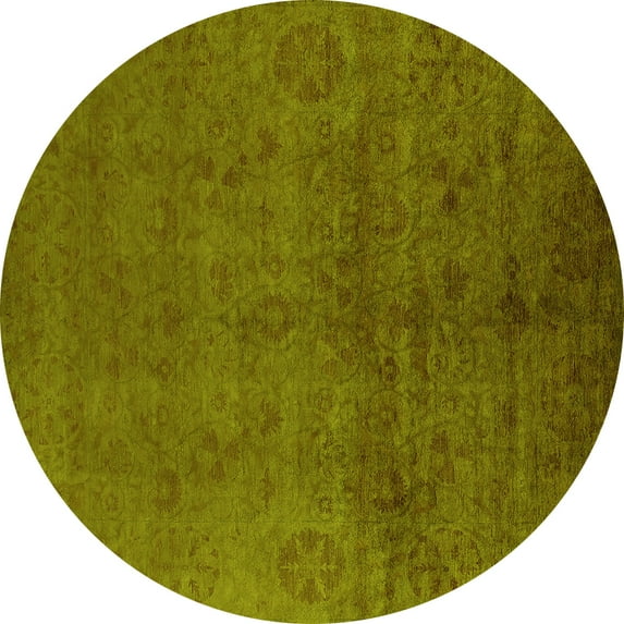 Ahgly Company Indoor Round Oriental Yellow Industrial Area Rugs, 6' Round