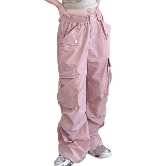 Cargo Pants for Girls Lightweight Elastic Waist Cargo Pants Girls Baggy Pants Girl Wide Leg Pants 8-9 Years Girls Clothes