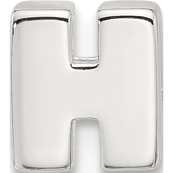 Sterling Silver E-Coated Letter H Slide Charm(Length 7.35) - Jbsp