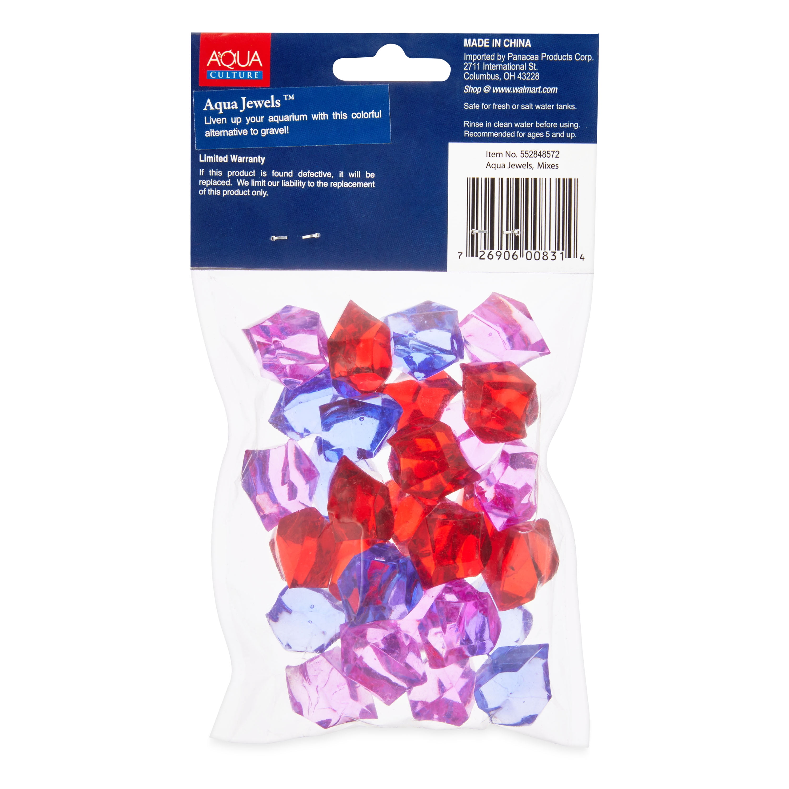 Aqua Culture Aqua Jewels, Betta Mix, Red -Purple Mix, 2 oz, Aquarium Gems