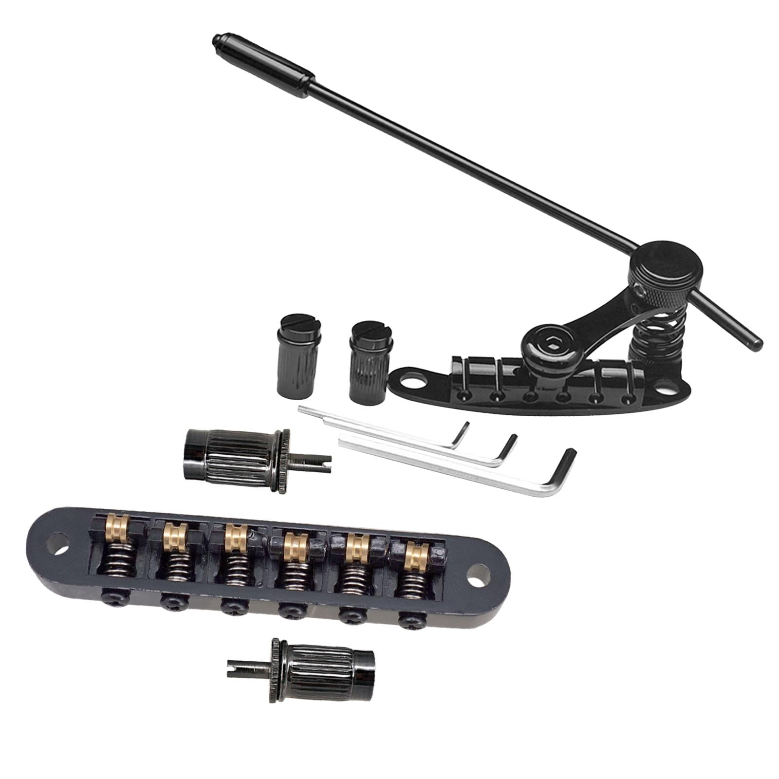 Rushawy Electric Guitar Bridge Roller Saddles Guitar Tremolo Bridge Replaces Tailpiece Tremolo for 6 Strings Instrument Show Exercise Black