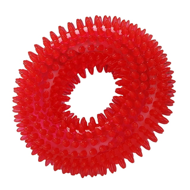 Funny Pet Dog Cat Thorn Circle Ring Squeak Chew Training Sound Interactive Toy