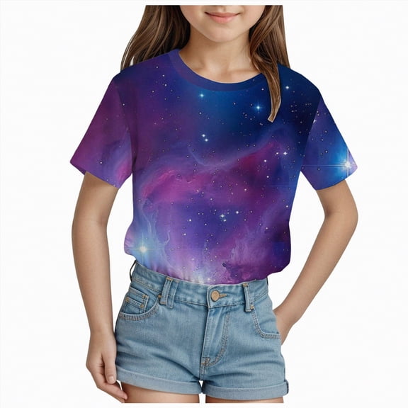 Toddler Baby Girls Short Sleeve 2t 3t 4t 5t 6t 7t T-Shirts Crew Neck T Shirts Summer Cute Soft Cotton Casual Tops Gibobby,3-4 Years,Dark Purple