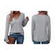 thumbnail image 2 of Camiseta de Larga con Cuello en V para Mujer, Estilo Casual, Cómoda, Elástica, de Color Liso. Gris XXL, 2 of 6