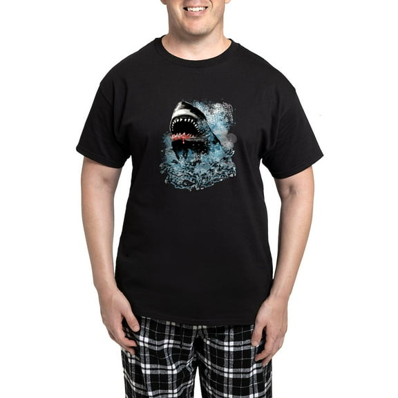 CafePress - Awesome Shark Art! Men's Dark Pajamas - Men's Dark Loose Fit Cotton Pajama Set