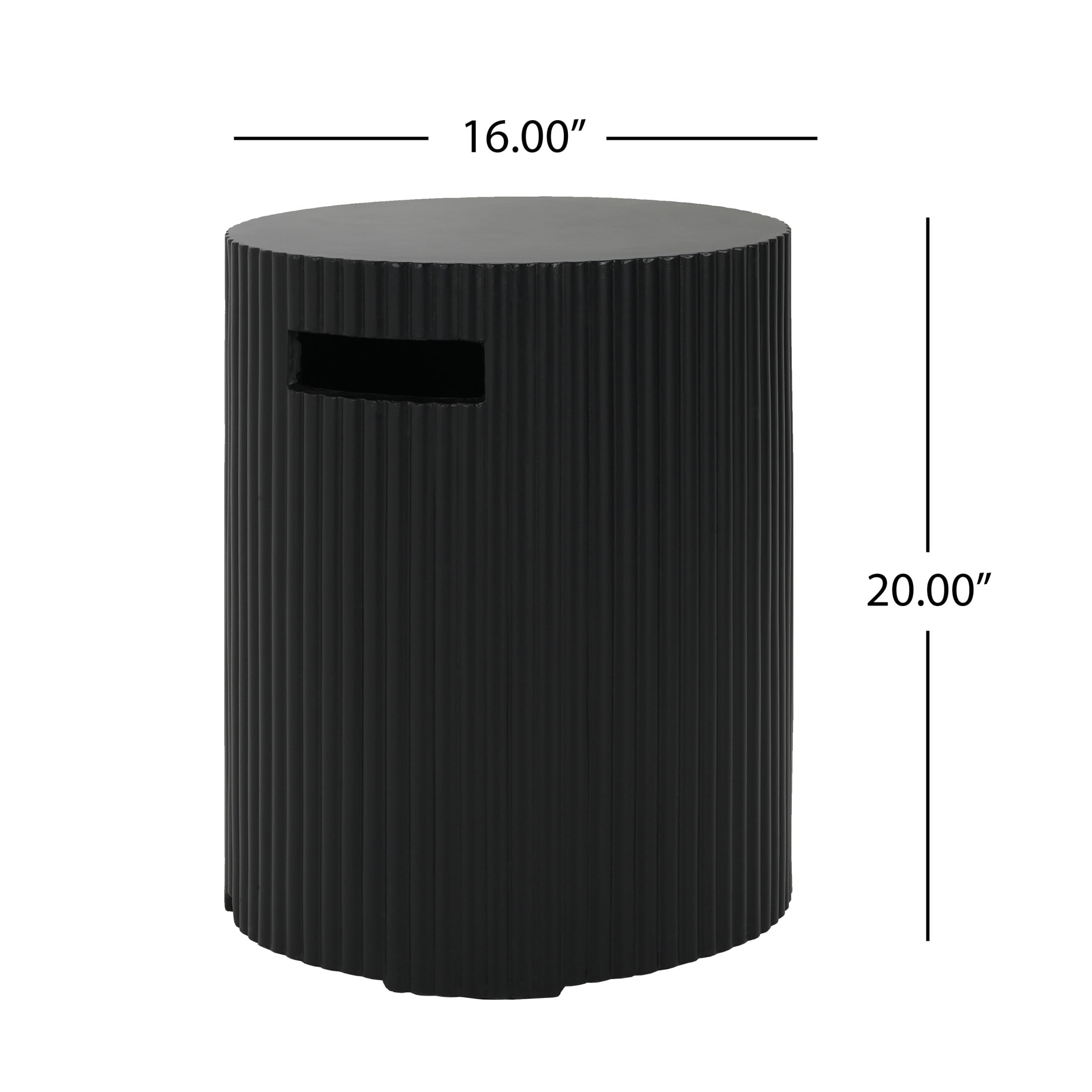 Christopher Knight Home 30" Patio MGO Propane Fire Pit Set, 40,000 BTU Ribbed Round Heater with Lid and Tank Cover, Black