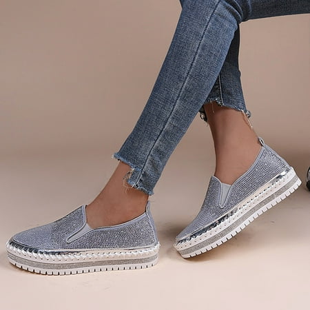 

Women s Shoes Round Toe Trendy Fashion Rhinestone Flat Bottom And Thick Bottom Pedal Casual Shoes