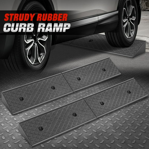 For Warehouse/Wheelchair/Cars 3" Rise Rubber Driveway Threshold Curb Ramp 2Pcs