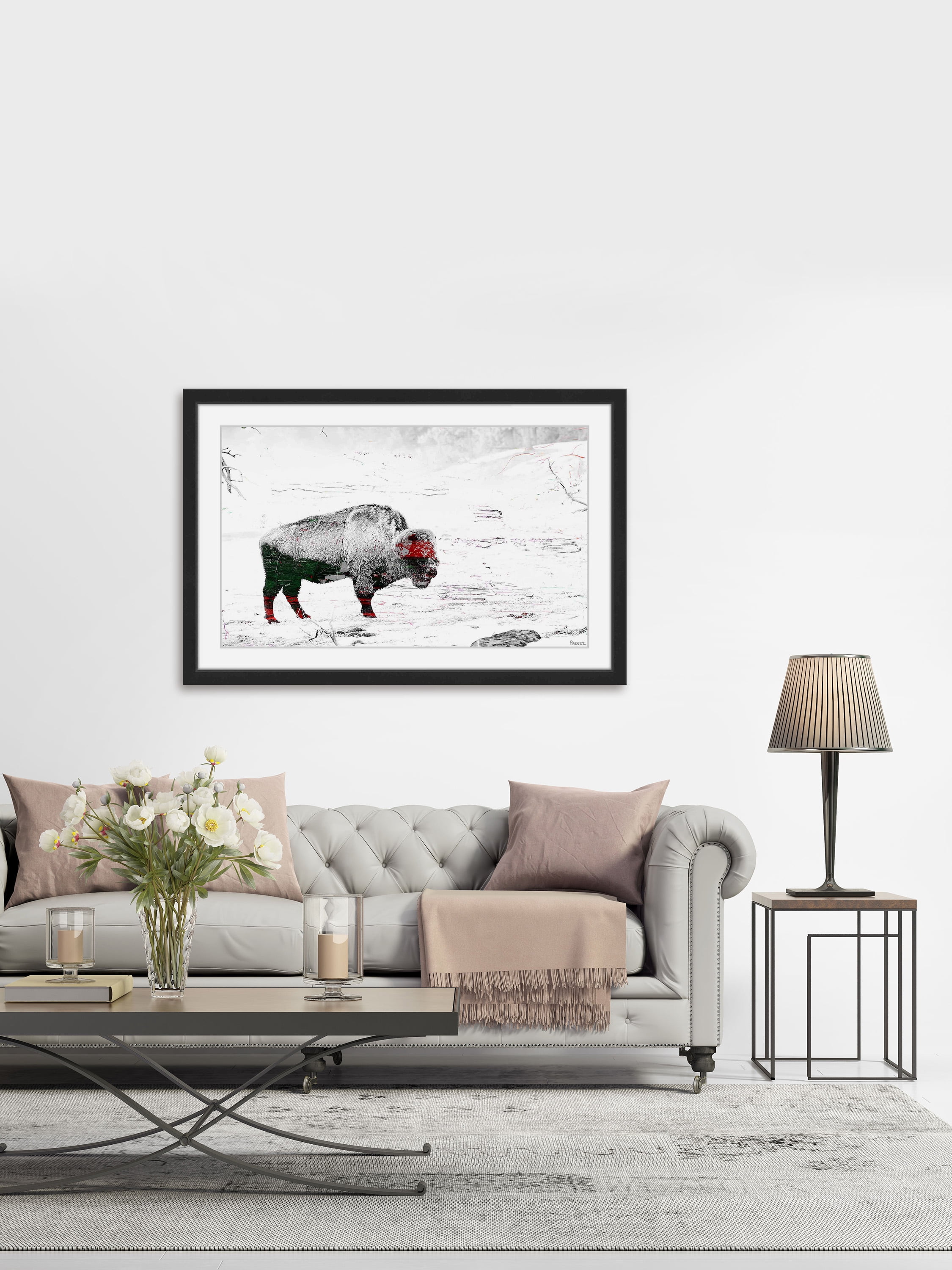 "Lost Buffalo" Framed Painting Print