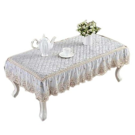 

Panda Superstore PS-HOM3742031-YAN00740 European Style Velvet Cover Coffee Dustproof Lace Tablecloth Gray