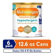 Nutramigen with Probiotic LGG Hypoallergenic Powder Baby Formula, 12.6 oz Can, 6 count