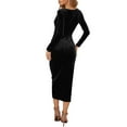 thumbnail image 3 of Honganda Wrap V Cou Manches Longues Froncé Robe de Cocktail Bodycon, 3 of 5
